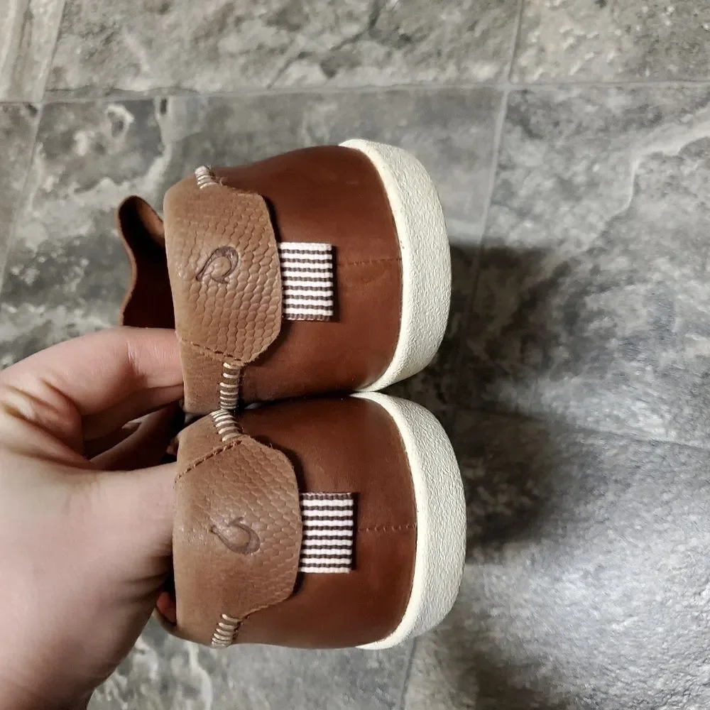 Olukai Women's Alohi‎ Brown Leather Casual Comfort Sneaker Slip-on Shoes 11